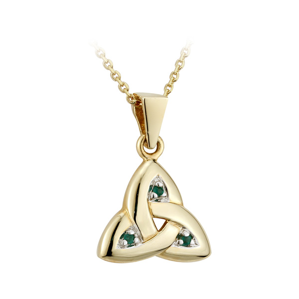Gold Trinity Knot Emerald 