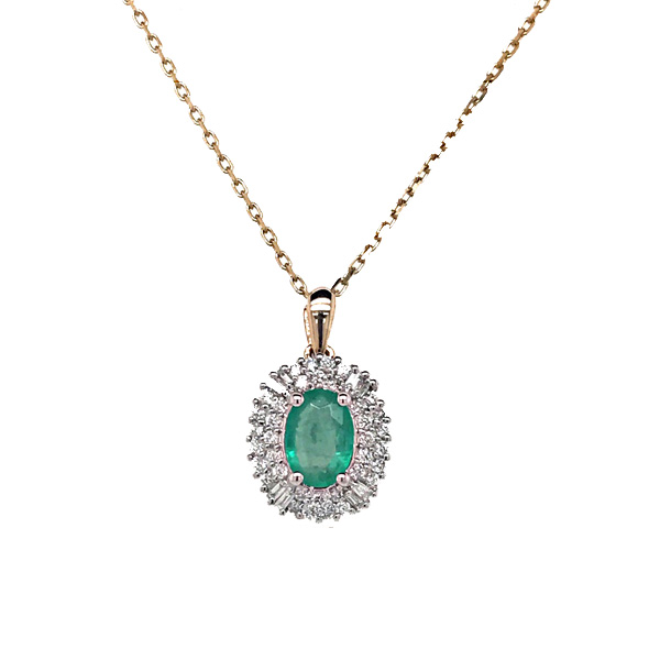 Emerald And Diamond Cluster Pendant