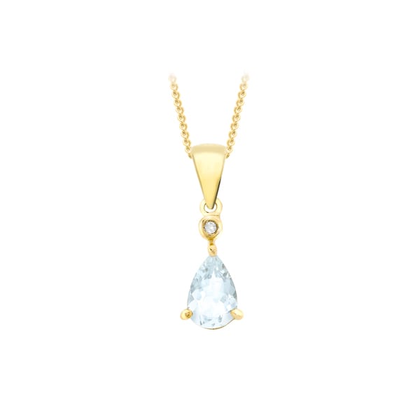 Gold Aquamarine Pendant With Diamond 