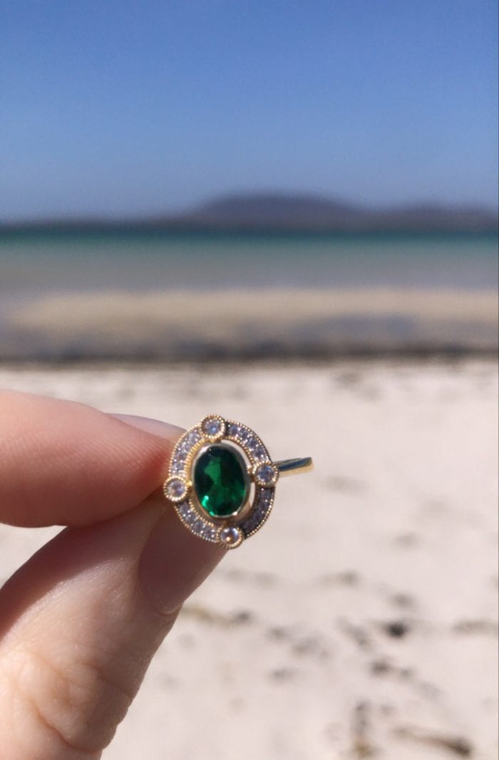 Antique Emerald Dress Ring Gold
